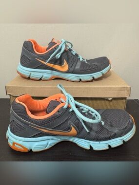 Nike Downshifter 5 Women’s Size 8 Running Jogging Orange Gray Blue Sneakers Shoe